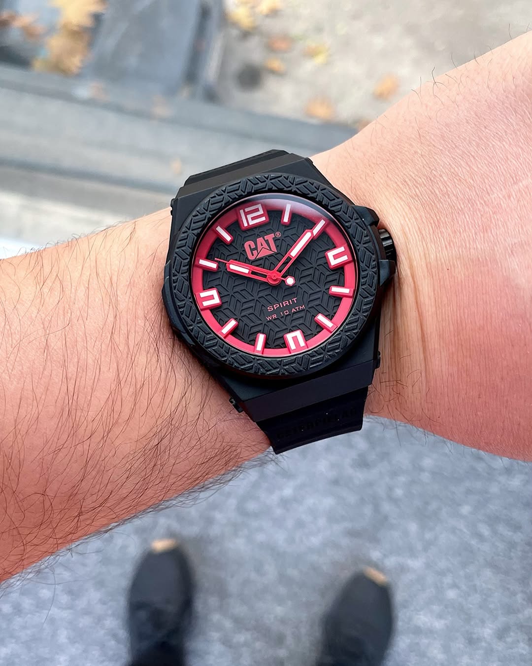 CAT Spirit Evo Men's Watch, 46mm Case, Silicone Strap, BLACK/RED, Modern
