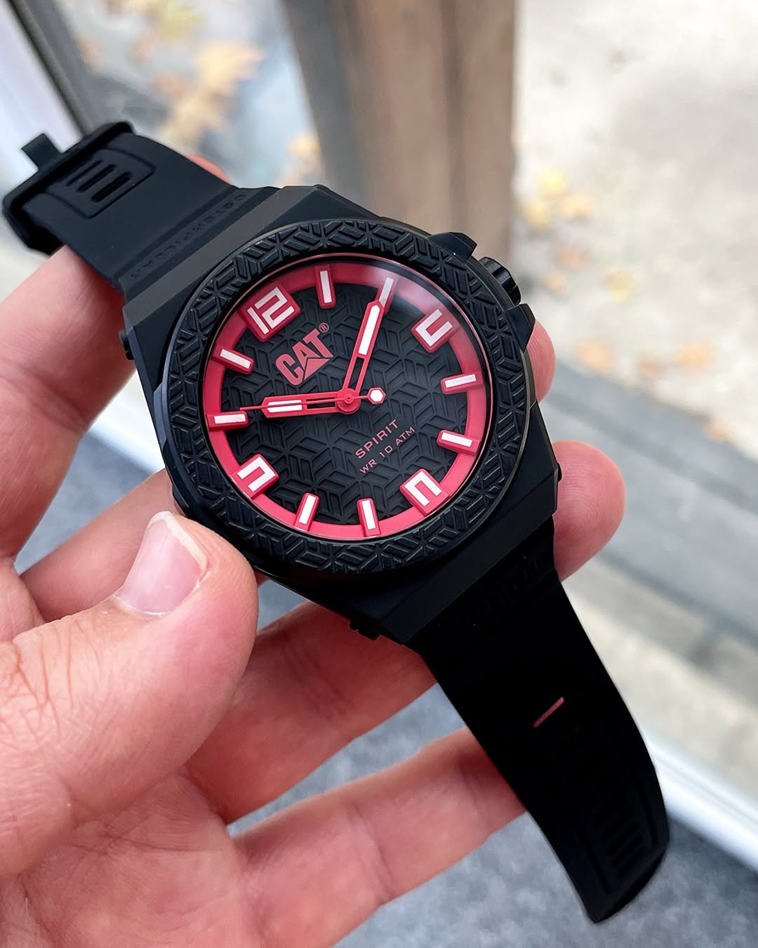 CAT Spirit Evo Men's Watch, 46mm Case, Silicone Strap, BLACK/RED, Modern