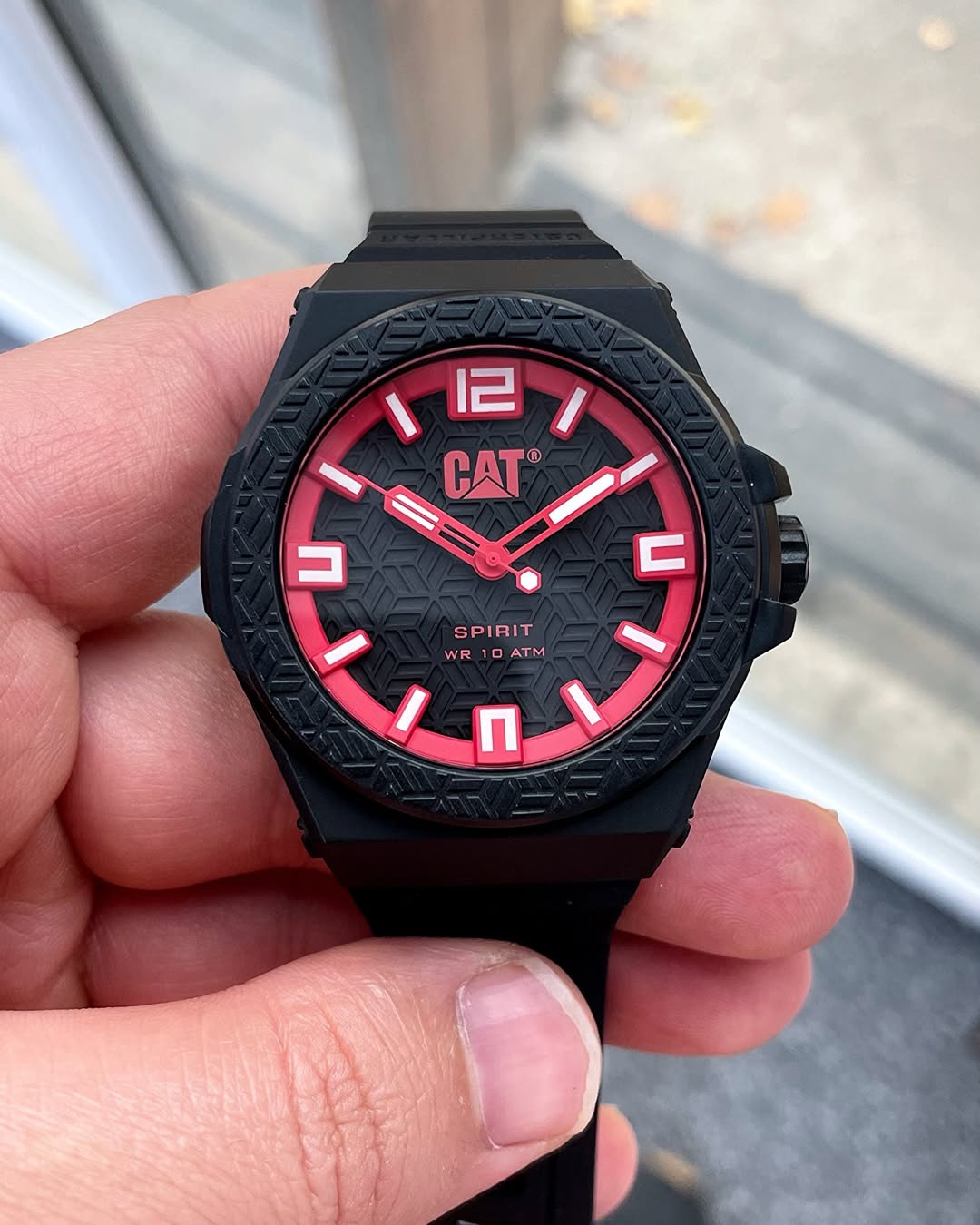 CAT Spirit Evo Men's Watch, 46mm Case, Silicone Strap, BLACK/RED, Modern